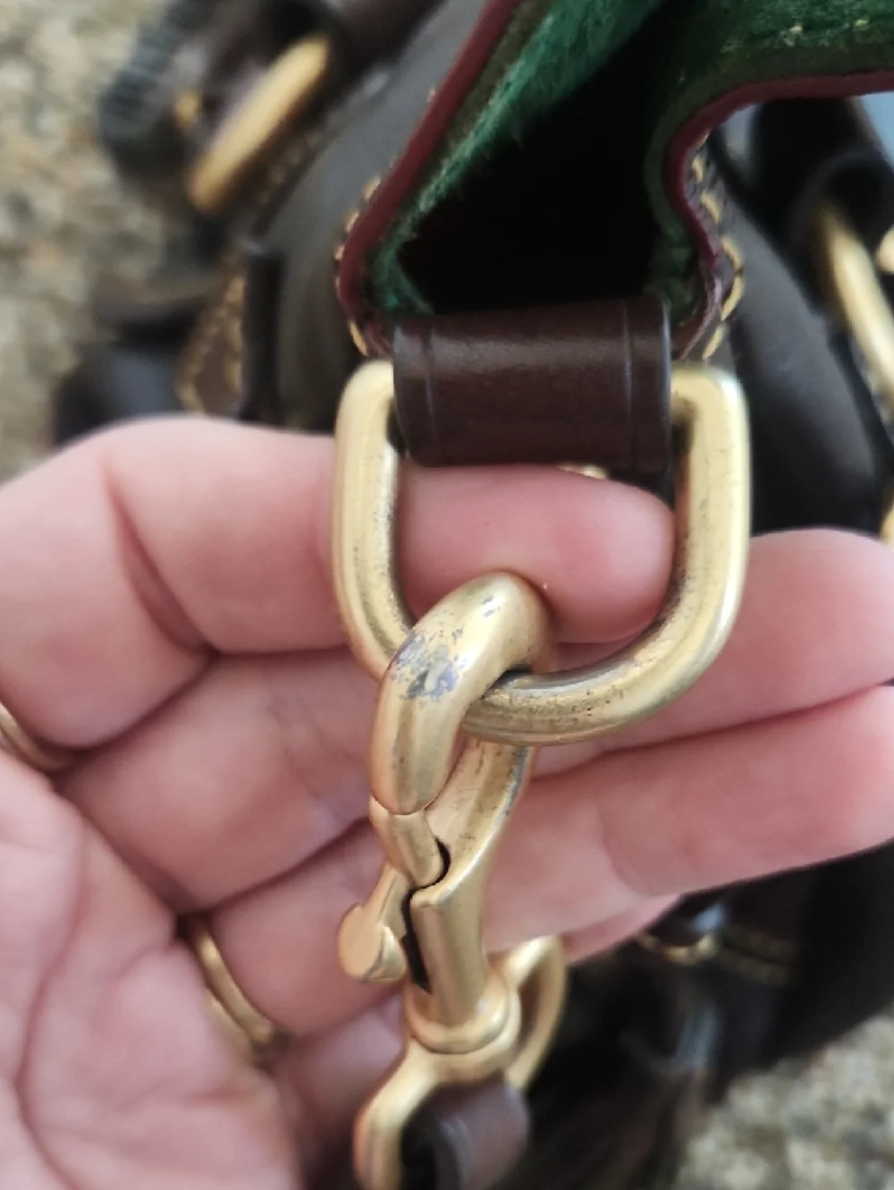 Dooney & Bourke Brown Leather Satchel with Gold Hardware and Red Trim - Picture 15 of 15